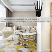 Wireless Smart WiFi Router Repeater with 4 WiFi Antennas, Plug Specification:EU Plug(White)