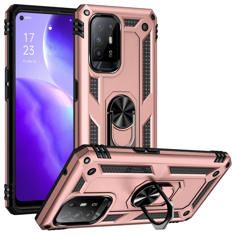 For OPPO Reno5 Z Shockproof TPU + PC Phone Protective Case with 360 Degree Rotating Holder(Rose Gold) - OPPO Cases by PMC TechLife | Online Shopping South Africa | PMC TechLife | Buy Now Pay Later Mobicred