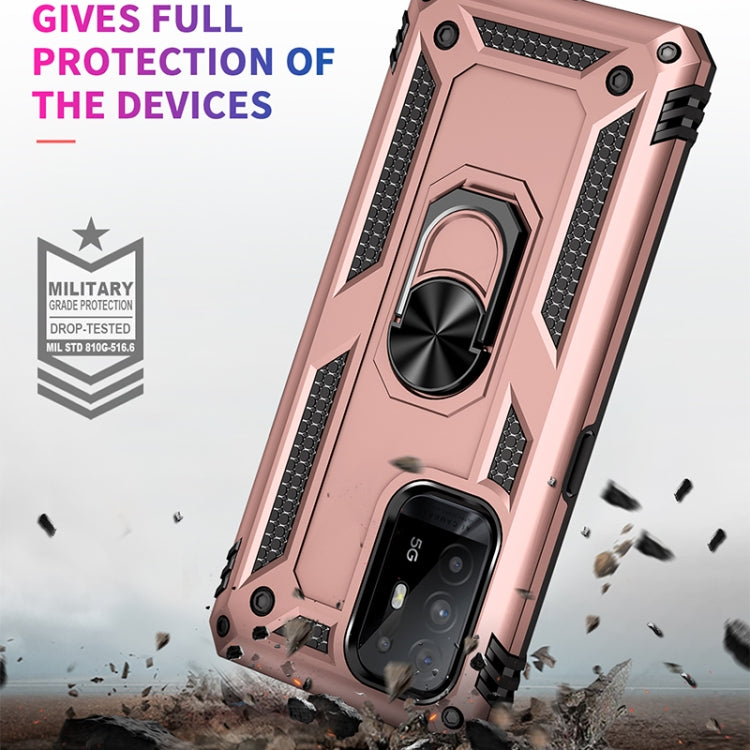 For OPPO Reno5 Z Shockproof TPU + PC Phone Protective Case with 360 Degree Rotating Holder(Rose Gold)