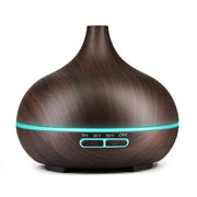 USB 400ml Wood Texture Fragrance Machine Pointed Mouth Humidifier Automatic Alcohol Sprayer with Colorful LED Light(Coffee)