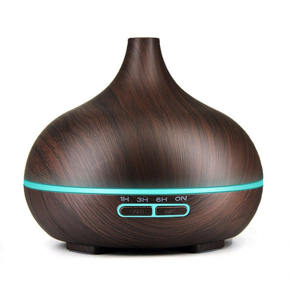USB 400ml Wood Texture Fragrance Machine Pointed Mouth Humidifier Automatic Alcohol Sprayer with Colorful LED Light(Coffee)