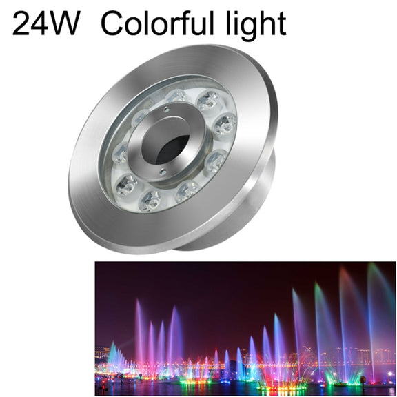 24W Landscape Colorful Color Changing Ring LED Stainless Steel Underwater Fountain Light(Colorful)