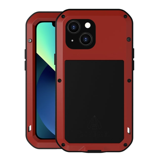 For iPhone 13 mini LOVE MEI Metal Shockproof Life Water-resistant Dustproof Protective Phone Case (Red)