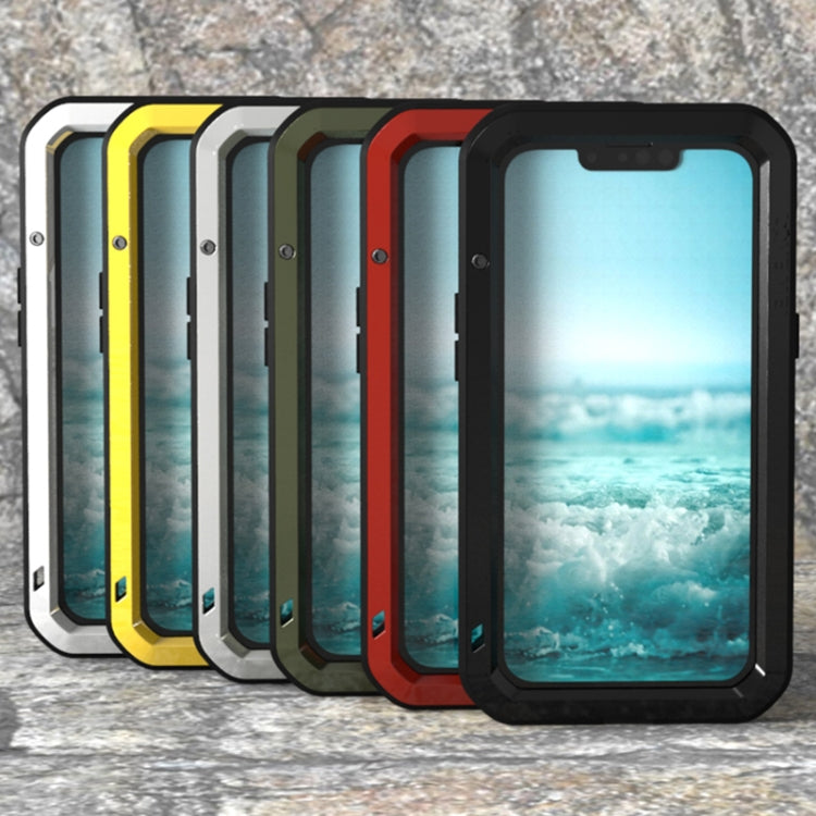 For iPhone 13 mini LOVE MEI Metal Shockproof Life Water-resistant Dustproof Protective Phone Case (White)