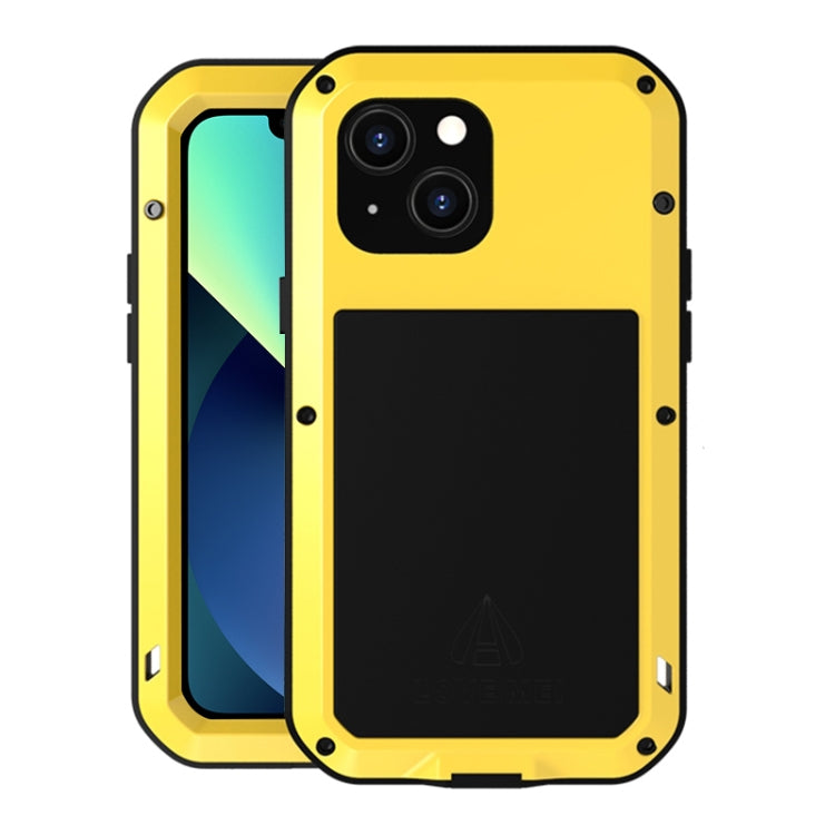For iPhone 13 mini LOVE MEI Metal Shockproof Life Waterproof Dustproof Protective Phone Case (Yellow) - free shipping - PMC TechLife - Order now!