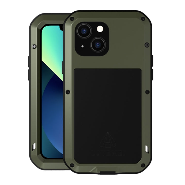 For iPhone 13 mini LOVE MEI Metal Shockproof Life Waterproof Dustproof Protective Phone Case (Army Green) - free shipping - PMC TechLife - Order now!
