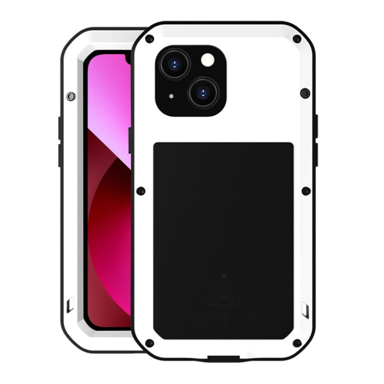 For iPhone 13 LOVE MEI Metal Shockproof Life Waterproof Dustproof Protective Phone Case(White) - free shipping - PMC TechLife - Order now!