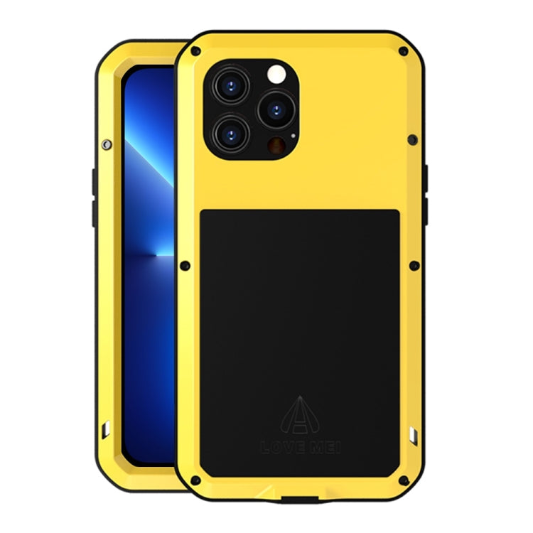 For iPhone 13 Pro Max LOVE MEI Metal Shockproof Life Waterproof Dustproof Protective Phone Case (Yellow) - iPhone 13 Pro Max Cases by LOVE MEI | Online Shopping South Africa | PMC TechLife | Buy Now Pay Later Mobicred