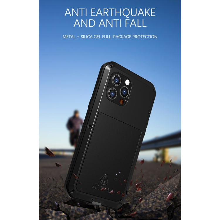 For iPhone 13 Pro Max LOVE MEI Metal Shockproof Life Water-resistant Dustproof Protective Phone Case (Army Green)