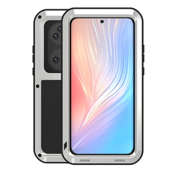 For Huawei P50 Pro LOVE MEI Metal Shockproof Water-resistant Dustproof Protective Phone Case without Glass(Silver)