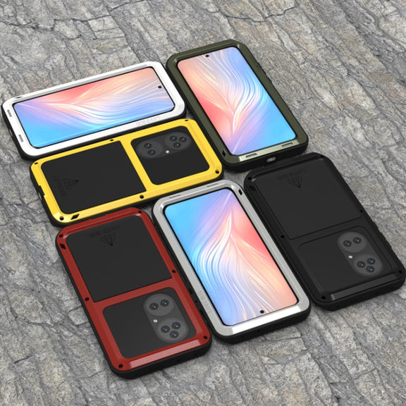 For Huawei P50 Pro LOVE MEI Metal Shockproof Water-resistant Dustproof Protective Phone Case without Glass(White)
