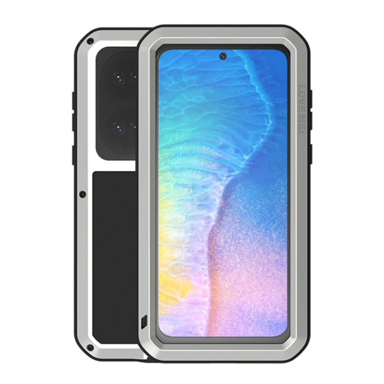 For Huawei P50 LOVE MEI Metal Shockproof Waterproof Dustproof Protective Phone Case with Glass(Silver) - free shipping - PMC TechLife - Order now!