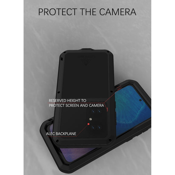 For Huawei P50 LOVE MEI Metal Shockproof Water-resistant Dustproof Protective Phone Case with Glass(Red)