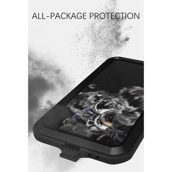 For Samsung Galaxy S21 FE LOVE MEI Metal Shockproof Water-resistant Dustproof Protective Phone Case with Glass(Silver)