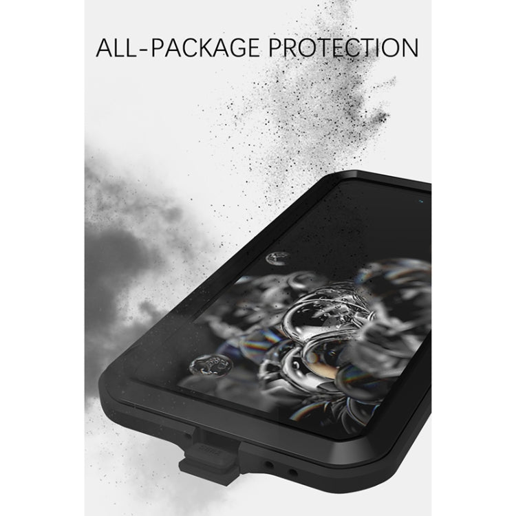 For Samsung Galaxy S21 FE LOVE MEI Metal Shockproof Water-resistant Dustproof Protective Phone Case with Glass(Silver)