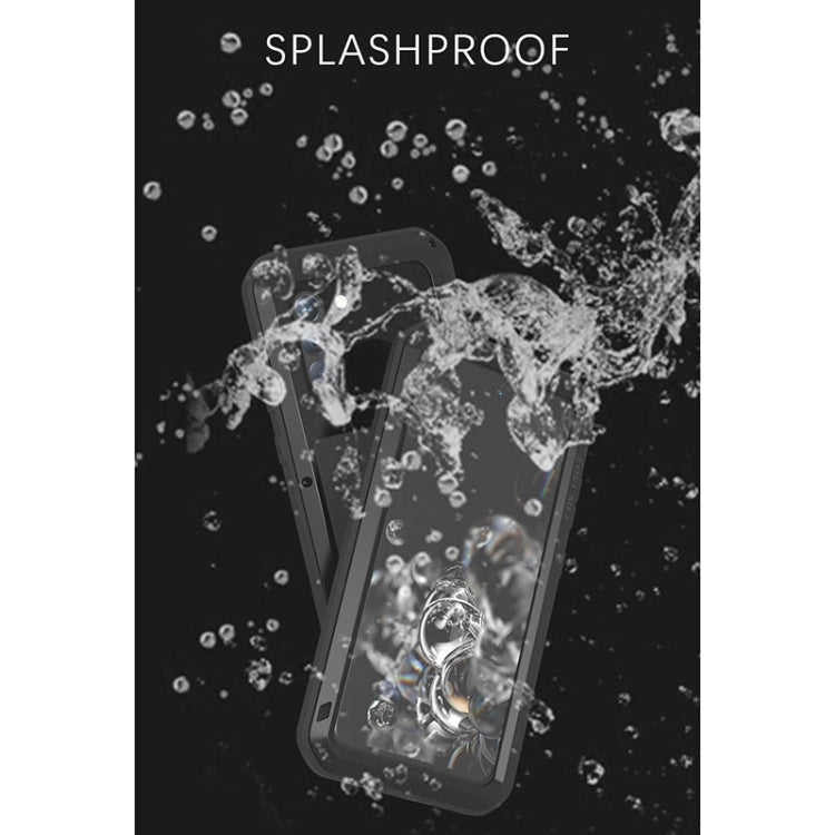 For Samsung Galaxy S21 FE LOVE MEI Metal Shockproof Water-resistant Dustproof Protective Phone Case with Glass(White)