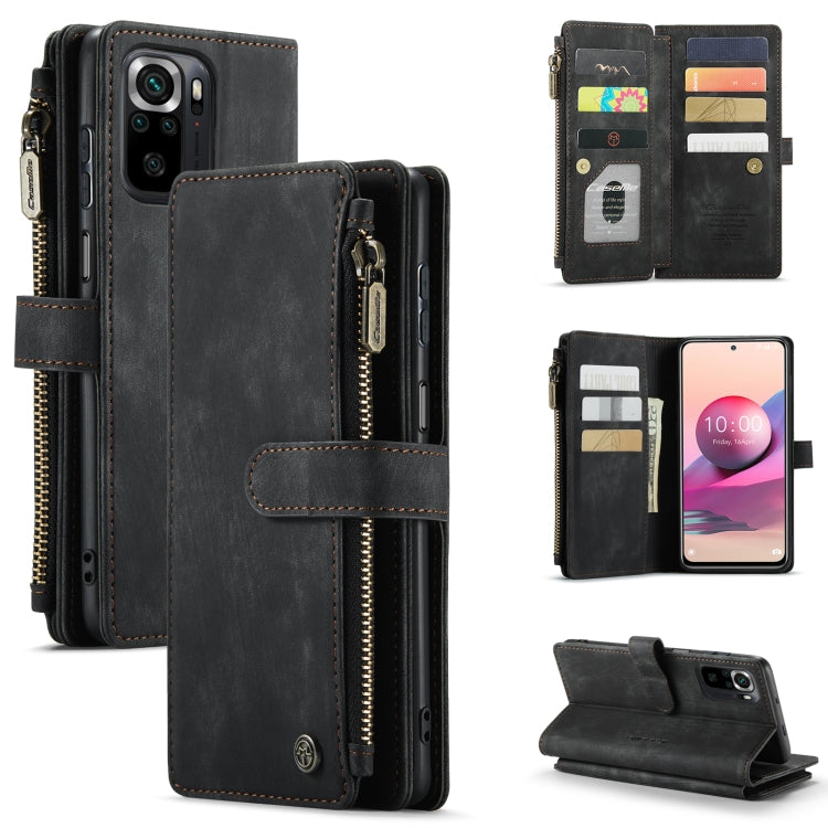 For Xiaomi Redmi Note 10 4G / Redmi Note 10S CaseMe-C30 Multifunctional Horizontal Flip PU + TPU Phone Case(Black) - free shipping - PMC Jewellery - Order now!