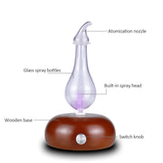 Wood Essential Oil Diffuser Aromatherapy Machine Automatic Alcohol Sprayer, Plug Specification:UK Plug(Dark Brown)