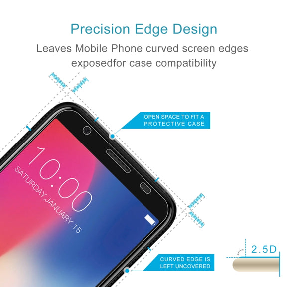 50 PCS 0.26mm 9H 2.5D Tempered Glass Film For Doogee X55