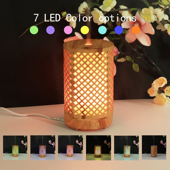 200ml Hollow-out Forest Pattern Wooden Essential Oil Aromatherapy Machine Ultrasonic Humidifier Automatic Alcohol Sprayer, Plug Specification:AU Plug(Dark Brown-3)