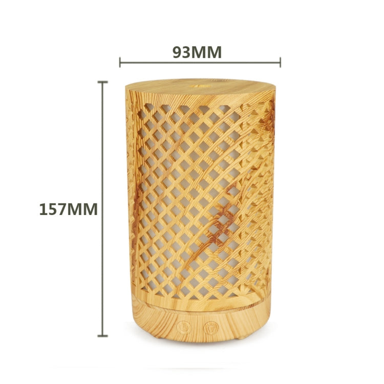 USB 200ml Hollow-out Forest Pattern Wooden Essential Oil Aromatherapy Machine Ultrasonic Humidifier Automatic Alcohol Sprayer(Light Brown-1)