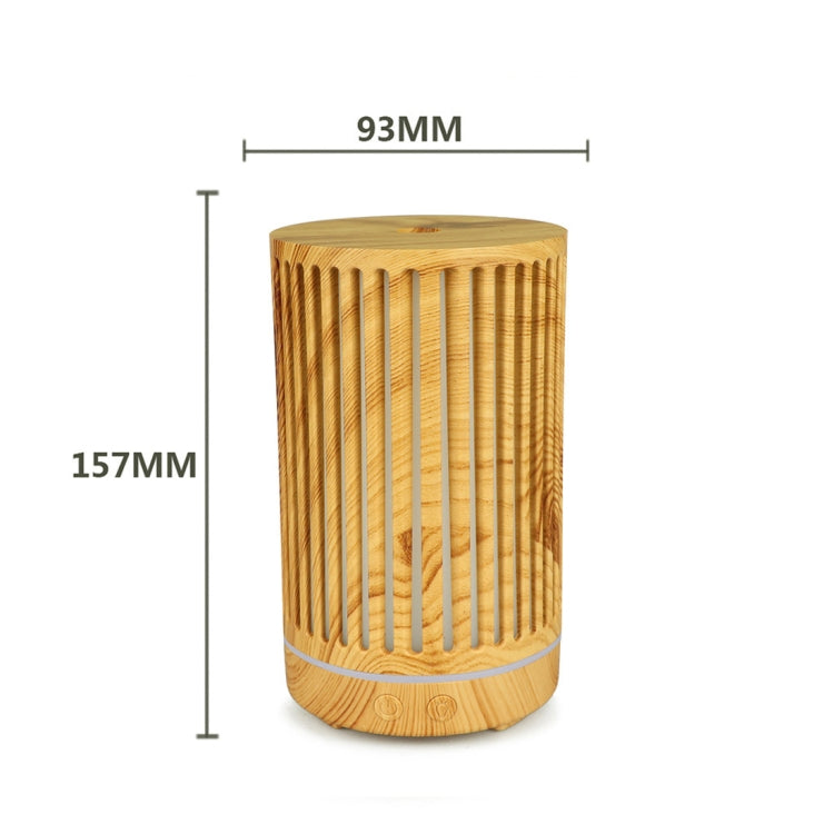 USB 200ml Hollow-out Forest Pattern Wooden Essential Oil Aromatherapy Machine Ultrasonic Humidifier Automatic Alcohol Sprayer(Light Brown-2)