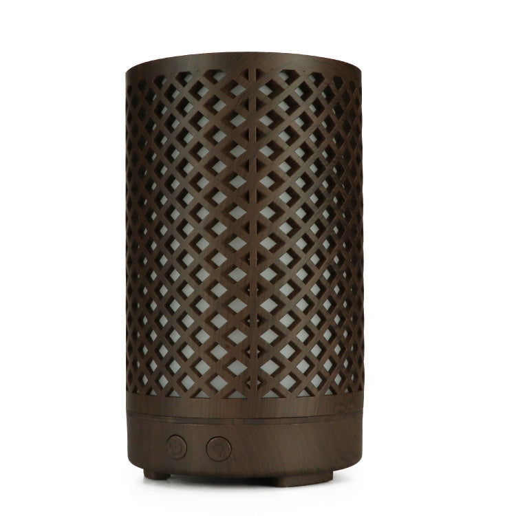 USB 200ml Hollow-out Forest Pattern Wooden Essential Oil Aromatherapy Machine Ultrasonic Humidifier Automatic Alcohol Sprayer(Dark Brown-1)