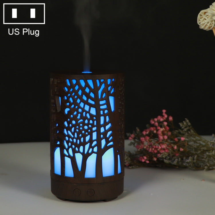 200ml Hollow-out Forest Pattern Wooden Essential Oil Aromatherapy Machine Ultrasonic Humidifier Automatic Alcohol Sprayer, Plug Specification:US Plug(Dark Brown-3) - free shipping - PMC TechLife - Order now!