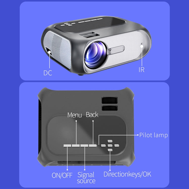 T7 1920x1080P 200 ANSI Portable Home Theater LED HD Digital Projector, Basic Version, AU Plug(Black)