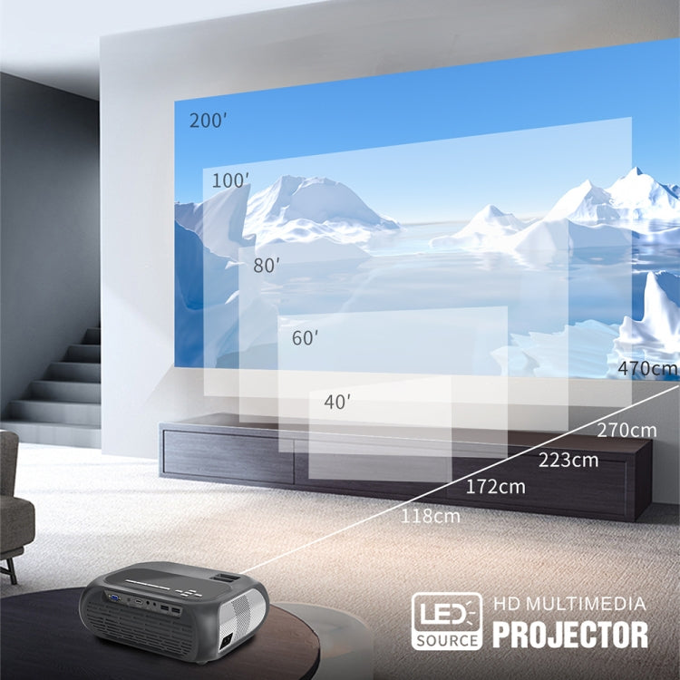 T7 1920x1080P 200 ANSI Portable Home Theater LED HD Digital Projector, Same Screen Version, EU Plug(Black) - LED Projector by PMC TechLife | Online Shopping South Africa | PMC TechLife | Buy Now Pay Later Mobicred