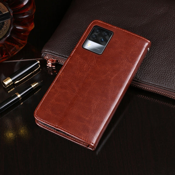 For Cubot X50 idewei Crazy Horse Texture Leather Case with Holder & Card Slots & Wallet(White)