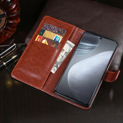 For Cubot X50 idewei Crazy Horse Texture Leather Case with Holder & Card Slots & Wallet(Red)