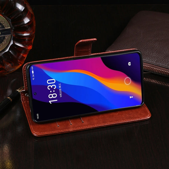 For Meizu 18x idewei Crazy Horse Texture Leather Case with Holder & Card Slots & Wallet(Brown)
