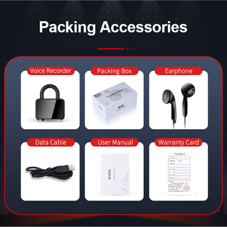 Q11 Intelligent HD Noise Reduction Lock Voice Recorder, Capacity:16GB(Black)