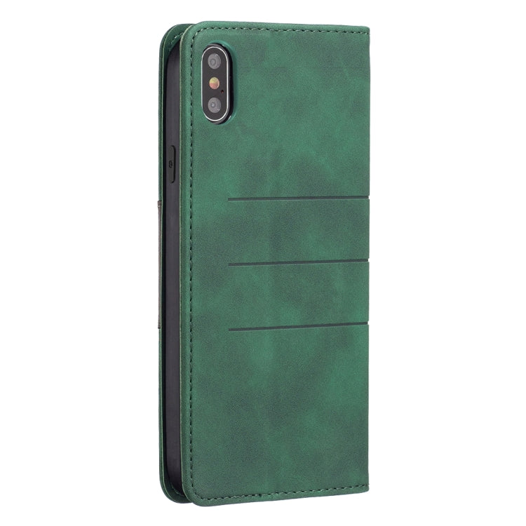 For iPhone X / XS Magnetic Splicing Leather Phone Case(Green) - More iPhone Cases by PMC TechLife | Online Shopping South Africa | PMC TechLife