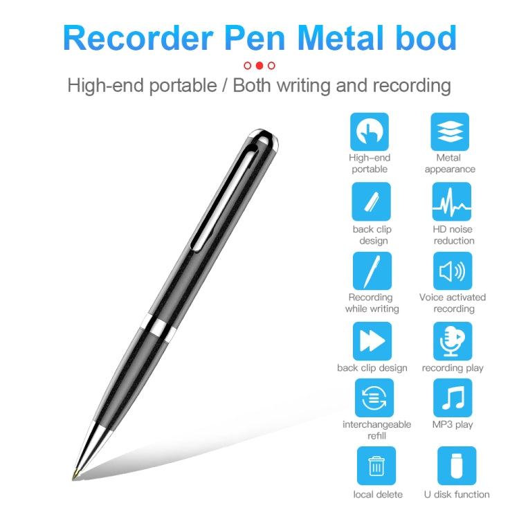 Q96 Intelligent HD Digital Noise Reduction Recording Pen, Capacity:4GB(Black)