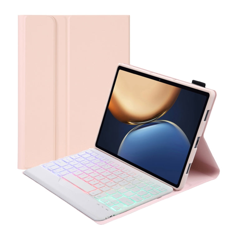 AHV7-BS Lambskin Texture Tri-color Backlight Bluetooth Keyboard Leather Tablet Case For Honor Tablet V7 Pro(Pink) - Huawei Keyboard by PMC TechLife | Online Shopping South Africa | PMC TechLife