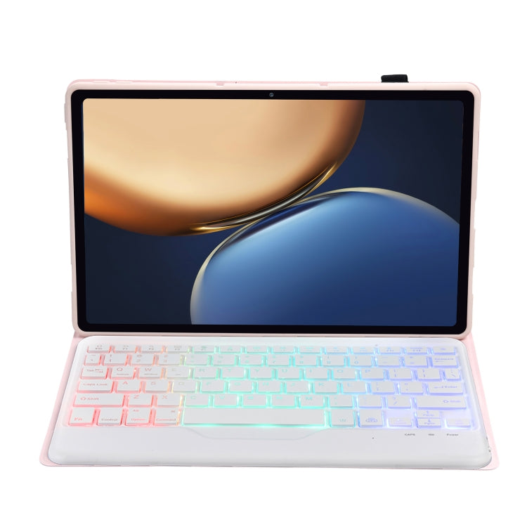 AHV7-BS Lambskin Texture Tri-color Backlight Bluetooth Keyboard Leather Tablet Case For Honor Tablet V7 Pro(Pink) - Huawei Keyboard by PMC TechLife | Online Shopping South Africa | PMC TechLife