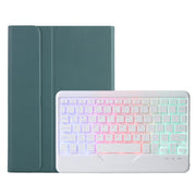 AHV7-BS Lambskin Texture Tri-color Backlight Bluetooth Keyboard Leather Tablet Case For Honor Tablet V7 Pro(Dark Green)