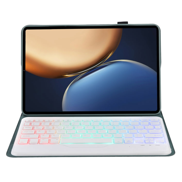 AHV7-BS Lambskin Texture Tri-color Backlight Bluetooth Keyboard Leather Tablet Case For Honor Tablet V7 Pro(Dark Green) - Huawei Keyboard by PMC TechLife | Online Shopping South Africa | PMC TechLife