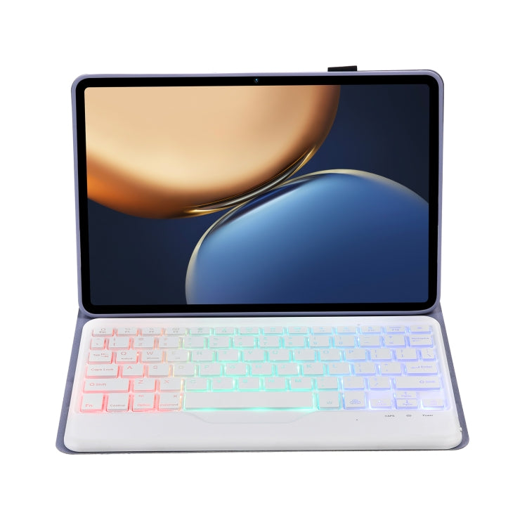 AHV7-BS Lambskin Texture Tri-color Backlight Bluetooth Keyboard Leather Tablet Case For Honor Tablet V7 Pro(Purple) - Huawei Keyboard by PMC TechLife | Online Shopping South Africa | PMC TechLife