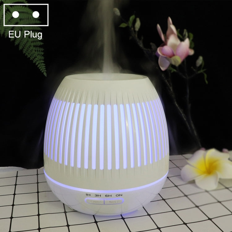 400ml Hollow-out LED Humidifier Wood Grain Air Purifier Aromatherapy Machine Automatic Alcohol Sprayer with Colorful LED Light, Plug Specification:EU Plug(White) - free shipping - PMC TechLife - Order now!