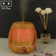 400ml Hollow-out LED Humidifier Wood Grain Air Purifier Aromatherapy Machine Automatic Alcohol Sprayer with Colorful LED Light, Plug Specification:EU Plug(Light Brown)