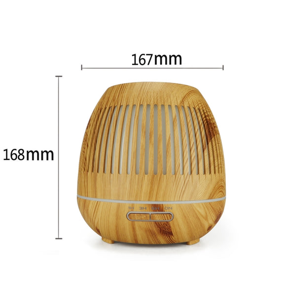 400ml Hollow-out LED Humidifier Wood Grain Air Purifier Aromatherapy Machine Automatic Alcohol Sprayer with Colorful LED Light, Plug Specification:EU Plug(Light Brown)