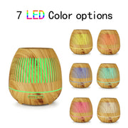 400ml Hollow-out LED Humidifier Wood Grain Air Purifier Aromatherapy Machine Automatic Alcohol Sprayer with Colorful LED Light, Plug Specification:EU Plug(Light Brown)