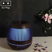 400ml Hollow-out LED Humidifier Wood Grain Air Purifier Aromatherapy Machine Automatic Alcohol Sprayer with Colorful LED Light, Plug Specification:EU Plug(Dark Brown)
