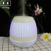400ml Hollow-out LED Humidifier Wood Grain Air Purifier Aromatherapy Machine Automatic Alcohol Sprayer with Colorful LED Light, Plug Specification:US Plug(White)