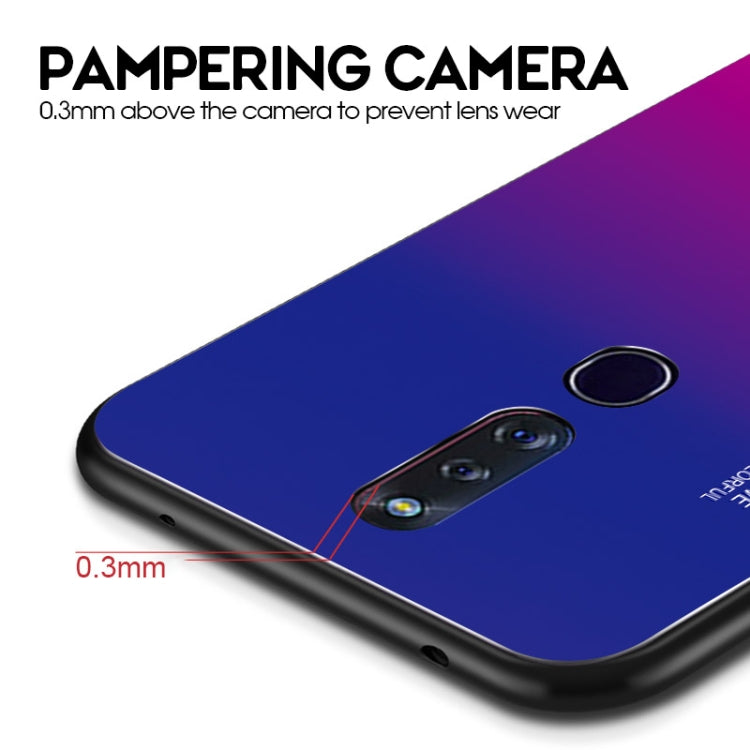 For OPPO F11 Pro Gradient Color Glass Case(Sky Blue) - OPPO Cases by PMC TechLife | Online Shopping South Africa | PMC TechLife | Buy Now Pay Later Mobicred