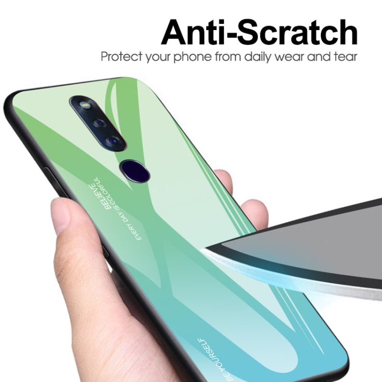For OPPO F11 Pro Gradient Color Glass Case(Sky Blue) - OPPO Cases by PMC TechLife | Online Shopping South Africa | PMC TechLife | Buy Now Pay Later Mobicred