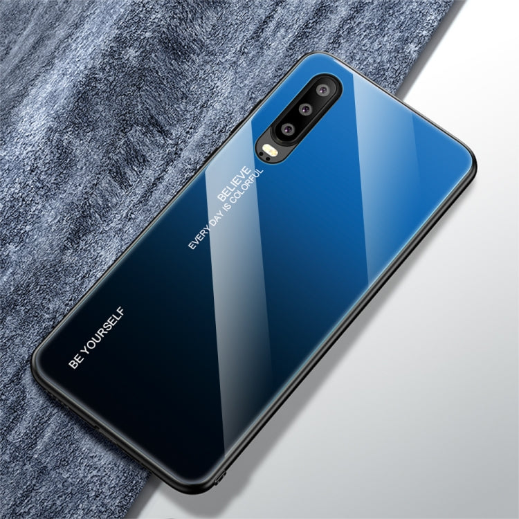 For Huawei P30 Gradient Color Glass Case(Blue) - free shipping - PMC TechLife - Order now!